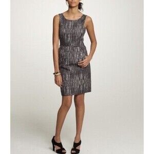 J Crew Gray White Sleeveless Tweed Contessa Mini Dress Size 6